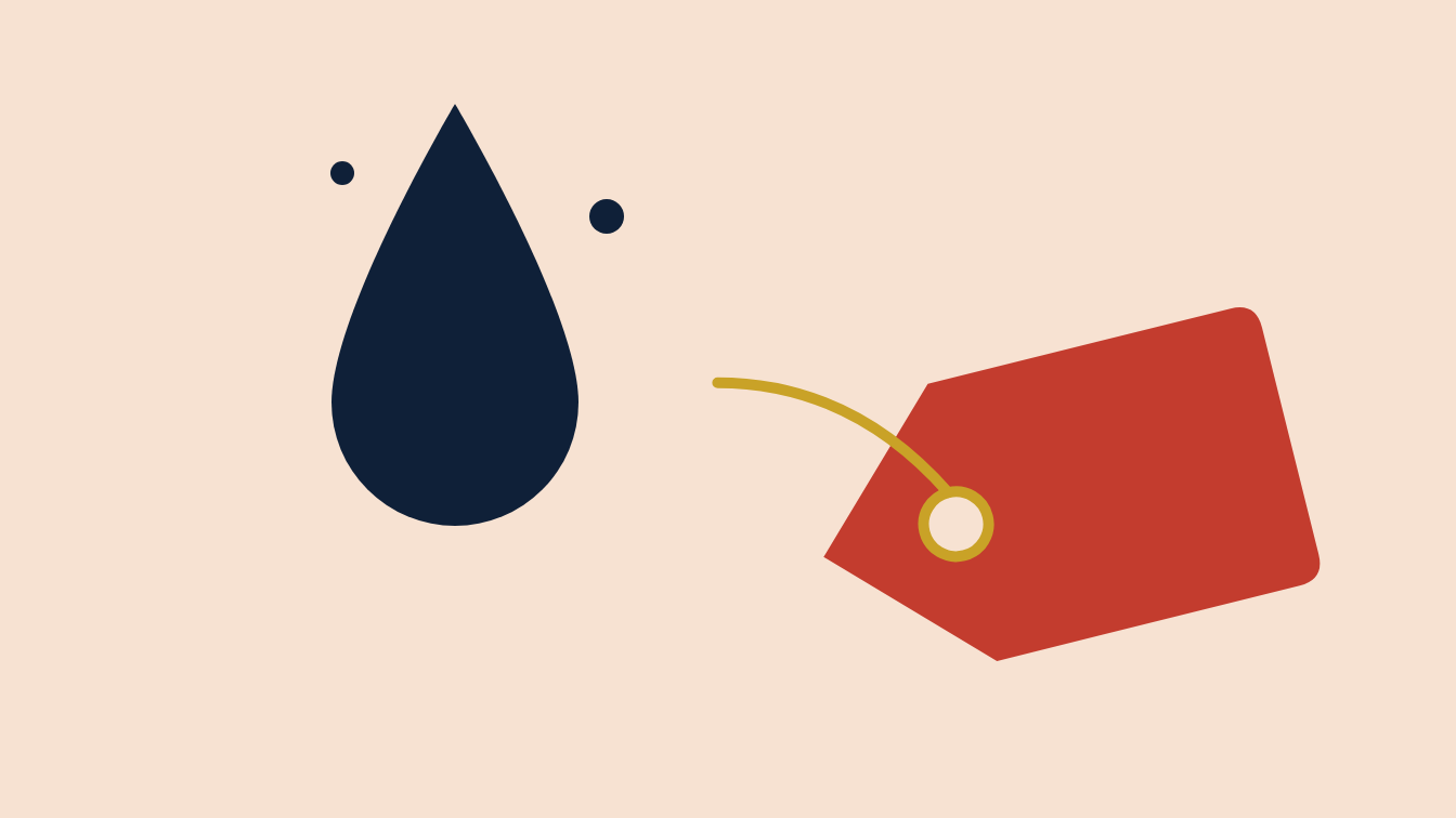Oil drop falling toward a red price tag