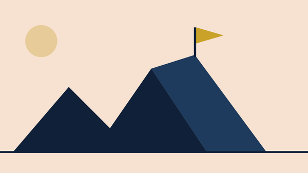 Navy peaks with a gold pennant on the summit